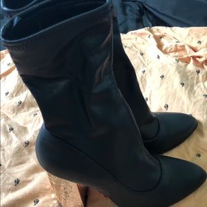 Black leather ankle boots